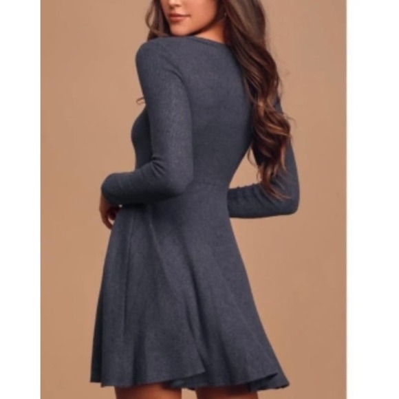 Lulus Fit Beautiful Ribbon Knit Long Sleeve Skater Dress * Size 27 WD27 - Picture 3 of 8